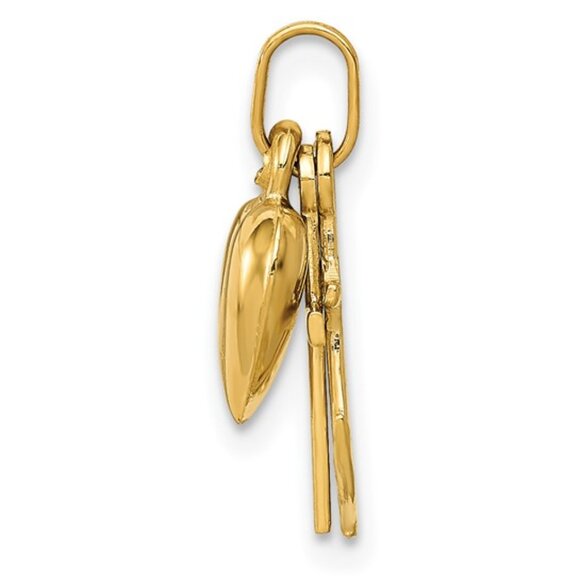 14k Yellow Gold Moveable Anchor, Cross, Heart, (Hope, Faith, Love) Charm Pendant - Picture 3 of 11